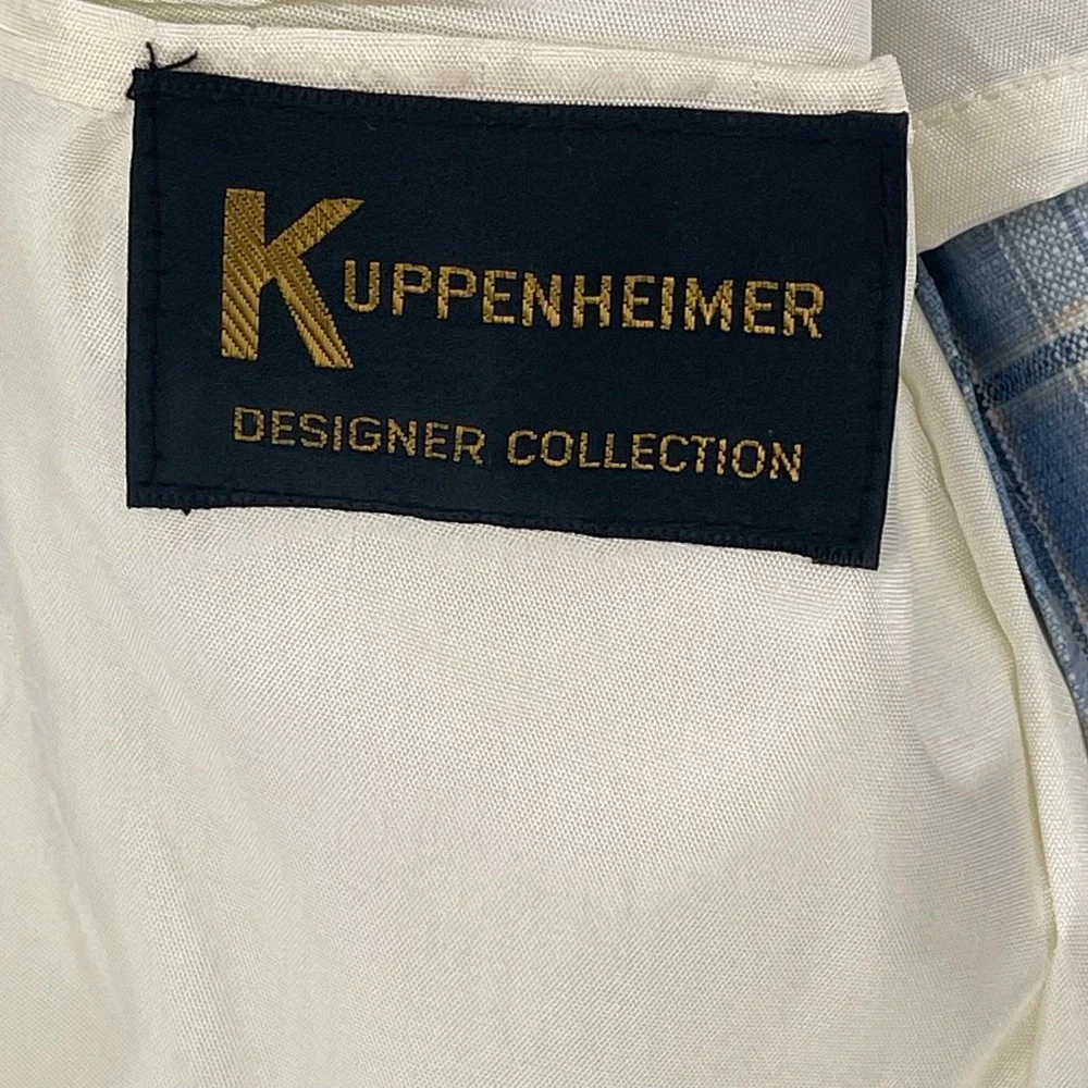 Kuppenheimer Designer Collection Mens Blue Plaid Vintage Sport Coat Blazer 42R